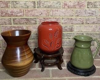 Benzel Wood vase & ceramic vase pitcher