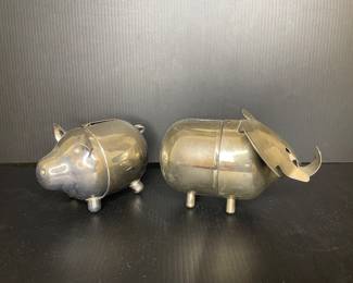 Raimond Palpeno Napier metal piggy banks vtg