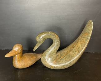 Soap stone carved duck and swan