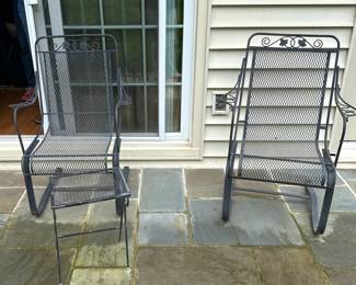 Wrought Iron patio chairs and end table
