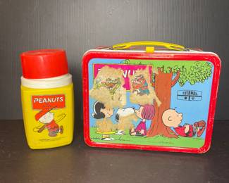 Vintage Peanuts metal lunchbox & Thermos