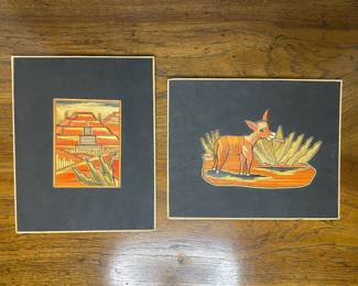 Vintage Inlaid Straw Mosaic wall art.