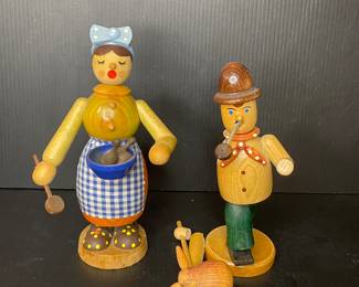 Siegfried Kempf Woodturning Workshop, Wood figurines Germany vtg