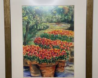 Floral watercolor signed Margaret H Morgan