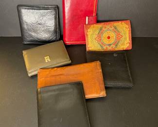 Collection of vintage wallets, some leather. Eittenne Aigner & Leather school