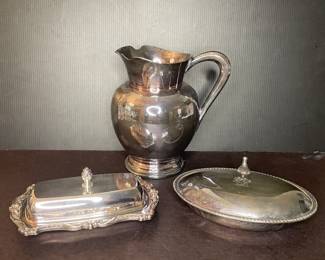 Silverplate serving dishes: Reed & Barton and Poole Silver Co