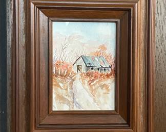 Framed watercolor signed Norma