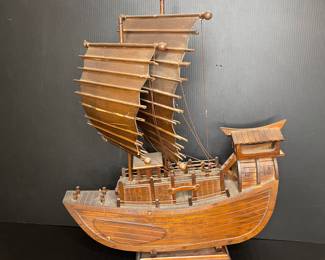 Vintage wood treasure ship