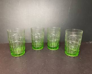 Vintage green glass tumblers