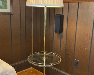 Brass & glass tray table lamp vintage