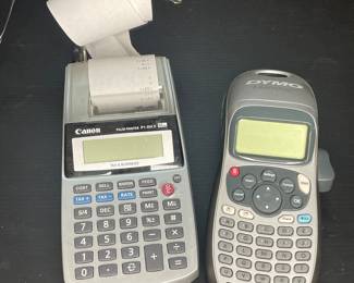 Vintage Canon calculator & Dymo label printer