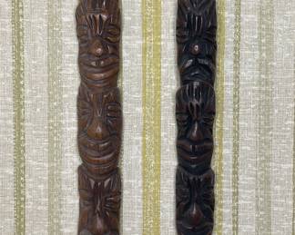 Carved wood wall art vtg