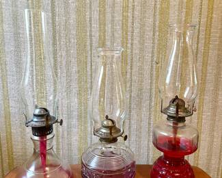 Vintage hurricane oil lamps