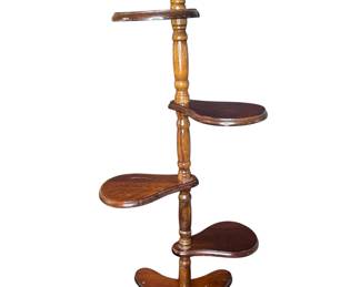 MCM tiered wood plant stand vtg