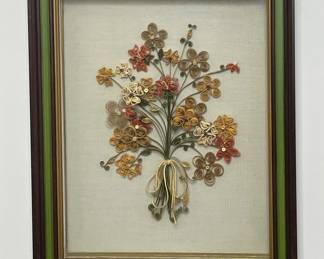 Vintage framed floral paper wall art