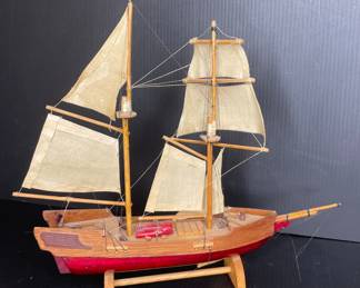 Vintage wooden model sailboat