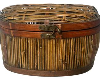 Vintage Bamboo Hinge Basket