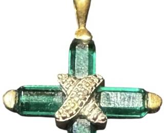 10K Gold Royal Emerald Cross Necklace