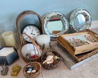 Lot Of 15 Home Decor Items Candles , Candle Holders, Tray