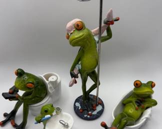 Lot Of 4 Bathroom Frog Statues