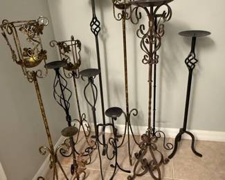 Lot Of 11 Tall Candle Holders