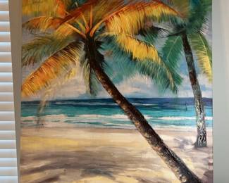 Palm tree on beach painting