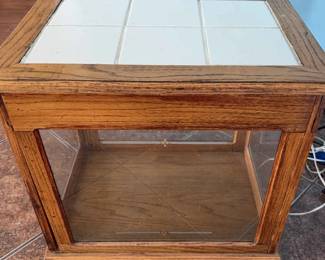 Handmade Tile Top Lighted End Table