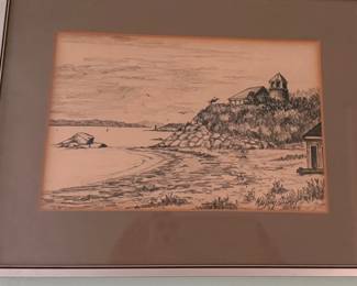 Pencil Drawing of Beach Scene