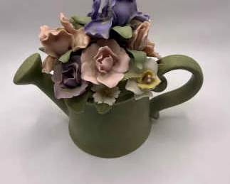 Small Floral Ceramic Teapot With Music Box