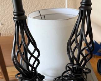 Lot Of 2 Black Lamps With White Shade