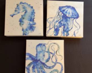 Lot Of 3 Sea Life Canvas Pictures