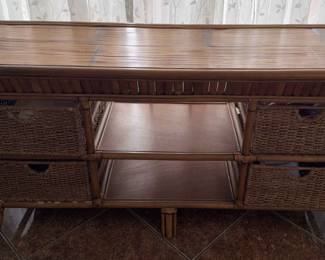 Large Bamboo Look Entryway Table