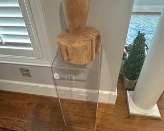 Lucite Pedestal.  Handcarved Tree