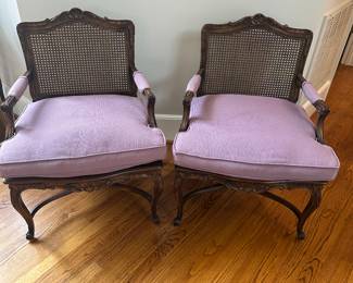 Pair Antique Cane Back Arm Chairs