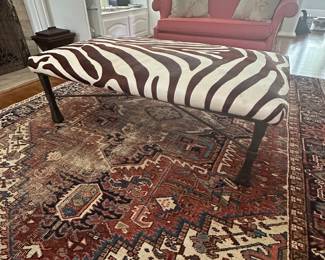 Custom Zebra Upholstered Cocktail Ottoman