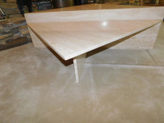Mid Century Modern 2 Piece Italian Travertine Coffee Table