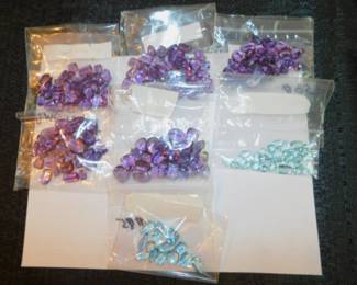 Faceted Amethyst And Aqua Marine Gem Stones