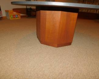 MID CENTURY MODERN FRED KEMP FOR FOUNDERS STONE AND WALNUT HEX BASE COFFEE TABLE