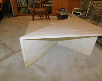 Mid Century Modern 2 Piece Italian Travertine Coffee Table