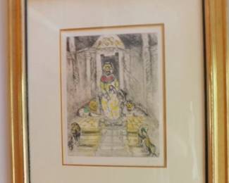 Chagall "Saloman Sur Son Trone" Bible Series Etching Plate 81 Signed & Numbered 77/100