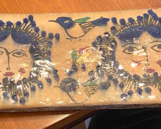 Persian wall tile 1940s Khanom Khorshin w/Birds