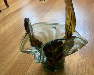 By hand Murano style glass basket