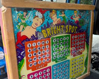 1952 Bally Pinball Machine Backboard-colorful graphics