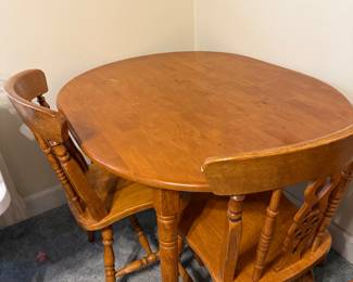 Small solid wood dining table with 4 chairs-great for kitchen or apartment