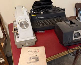 Singer Touch and Sew, electric typewriter, slide projector