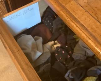 One of the drawers with socks. Price of socks are: .75 cents each pr.