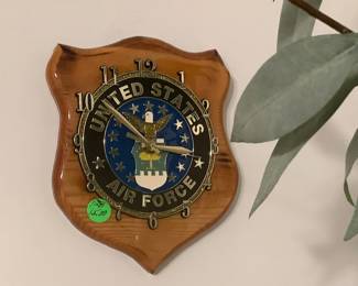 A wood Air Force clock. Price: 15.00