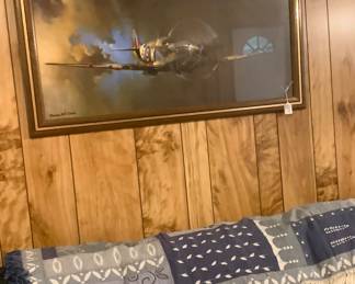 Beautiful picture is: 42 3/4” x 30 3/4” height. Price is: 160.00. Beautiful Shaw on back of couch.