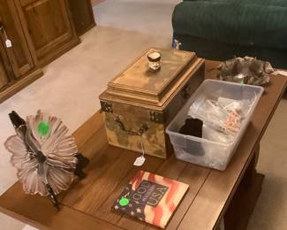 MC coffee table in den. Measures: 41 3/4” wide x 22 depth x 18” height. Price is: 80.00