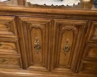 Walnut dresser matching the Queen bed. All pieces are by Stanley. 72” wide x 18” depth, 31” height. Price: 385.00